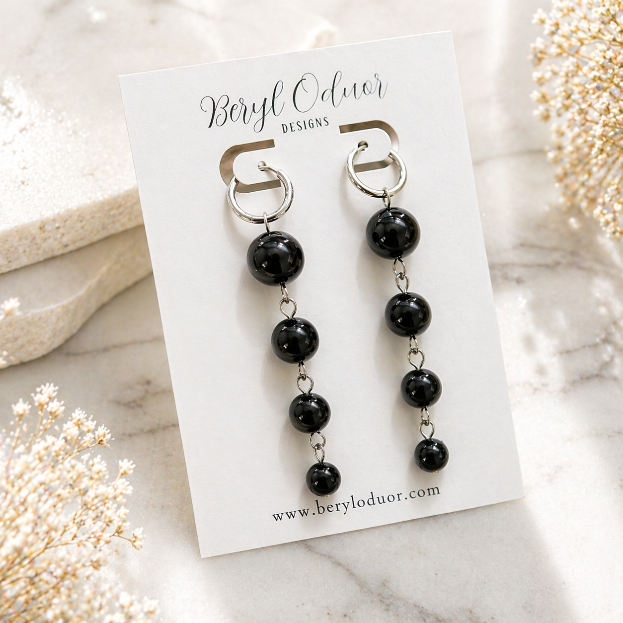 Obsidian Cascade Earrings