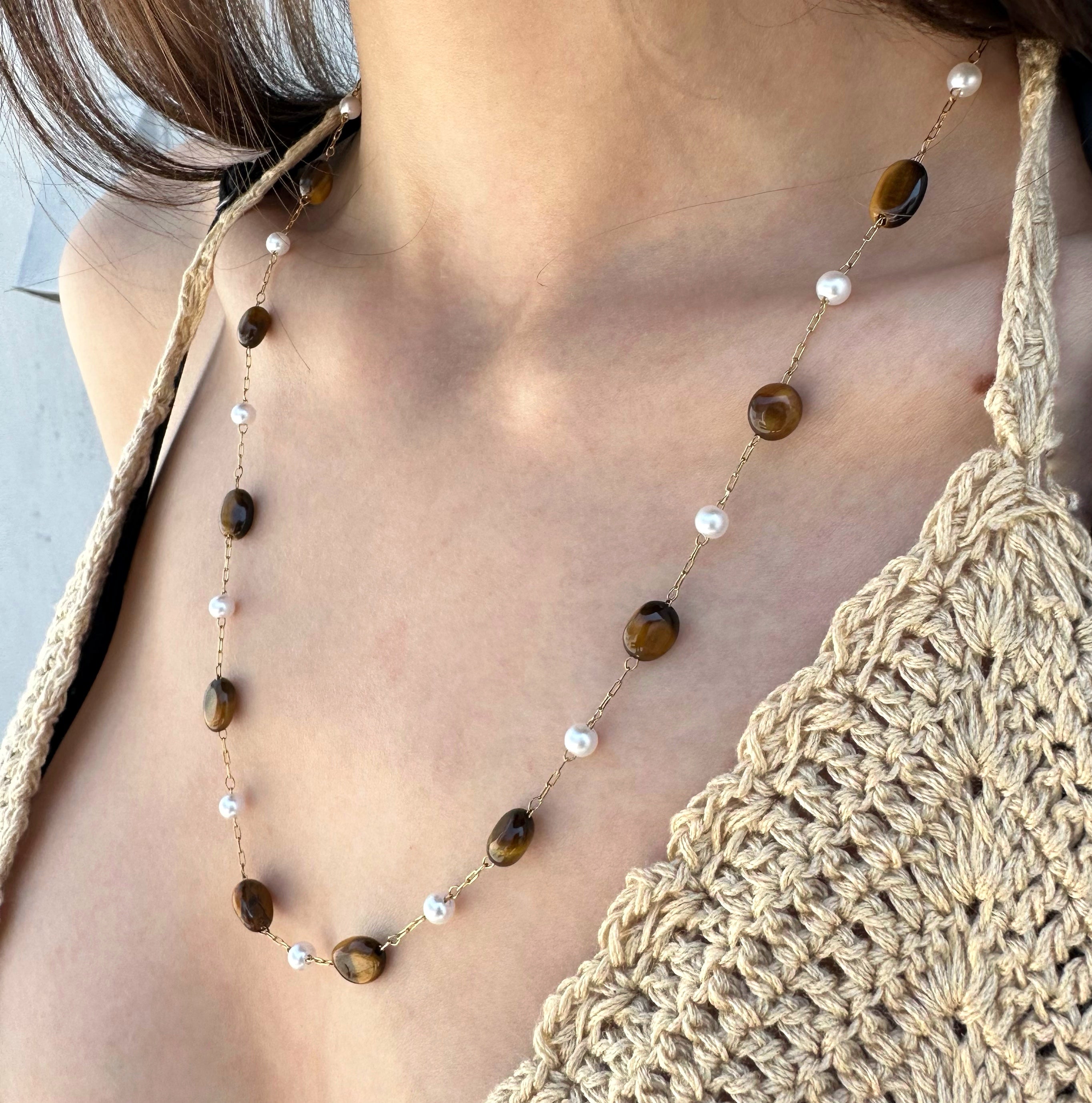 Tigers Eye Pearl Necklace