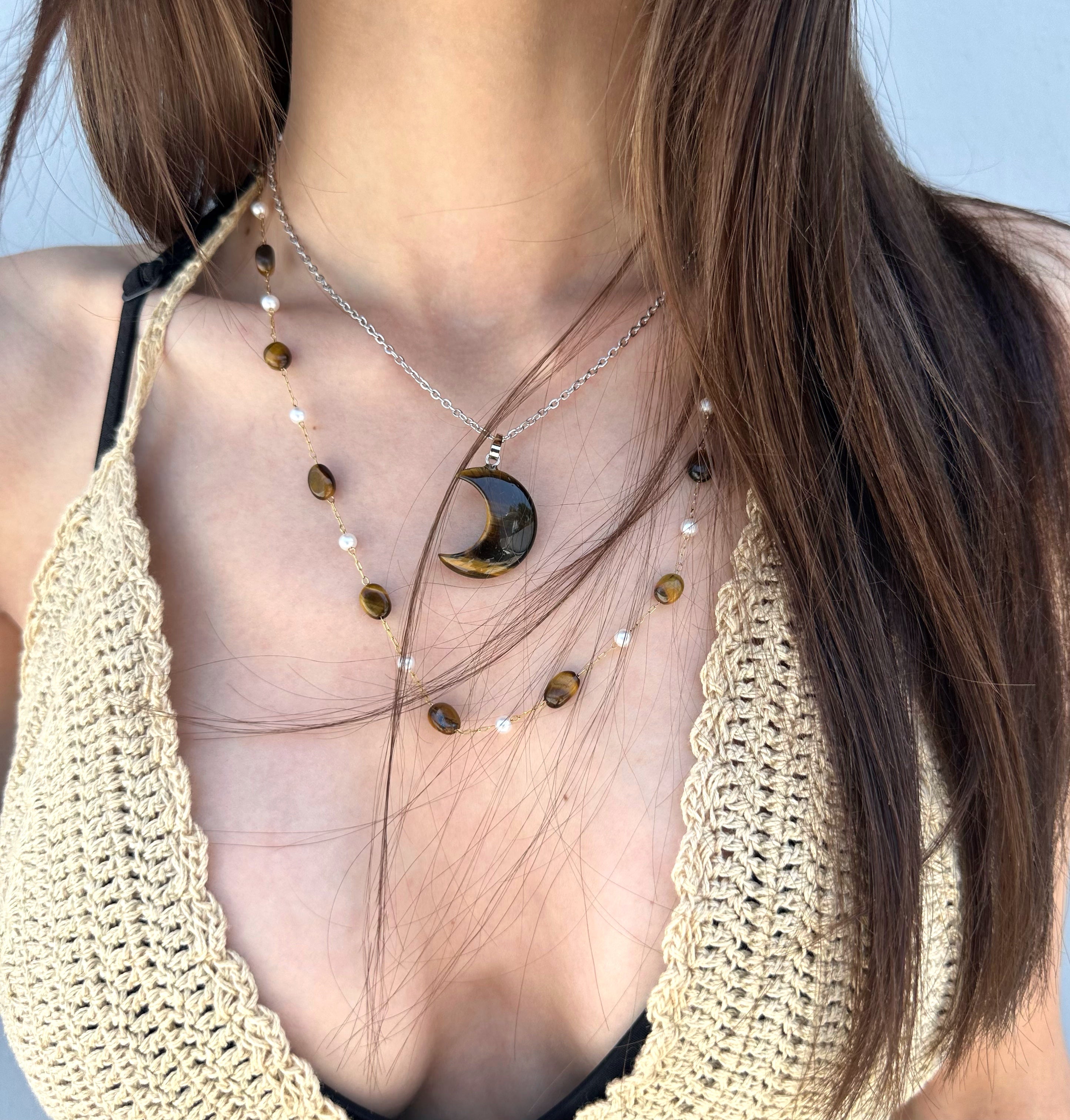 Tigers Eye Pearl Necklace